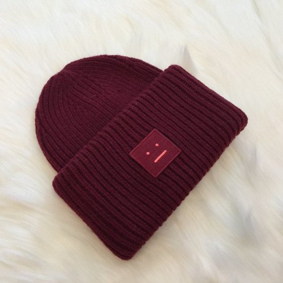 NWT Acne Studios Pansy Beanie Burgundy - Picture 1 of 5